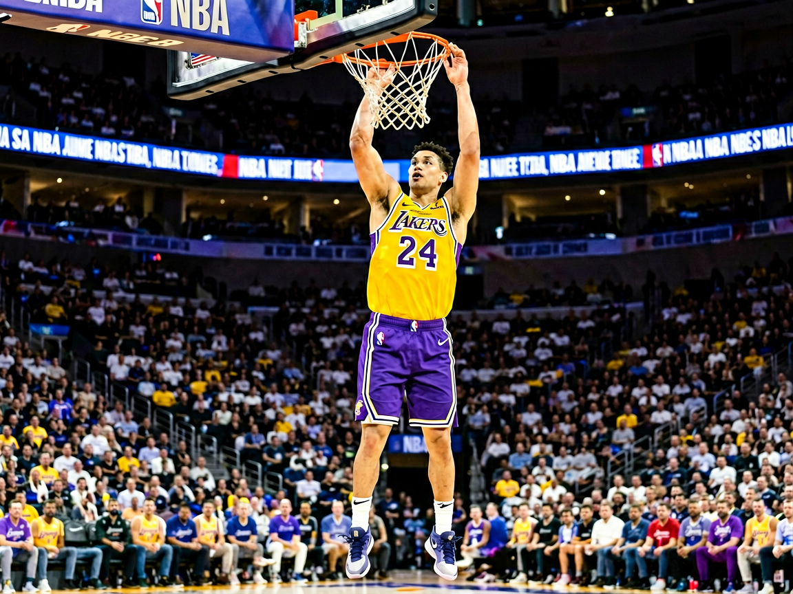 NBA篮球比赛中球员空中扣篮的精彩瞬间